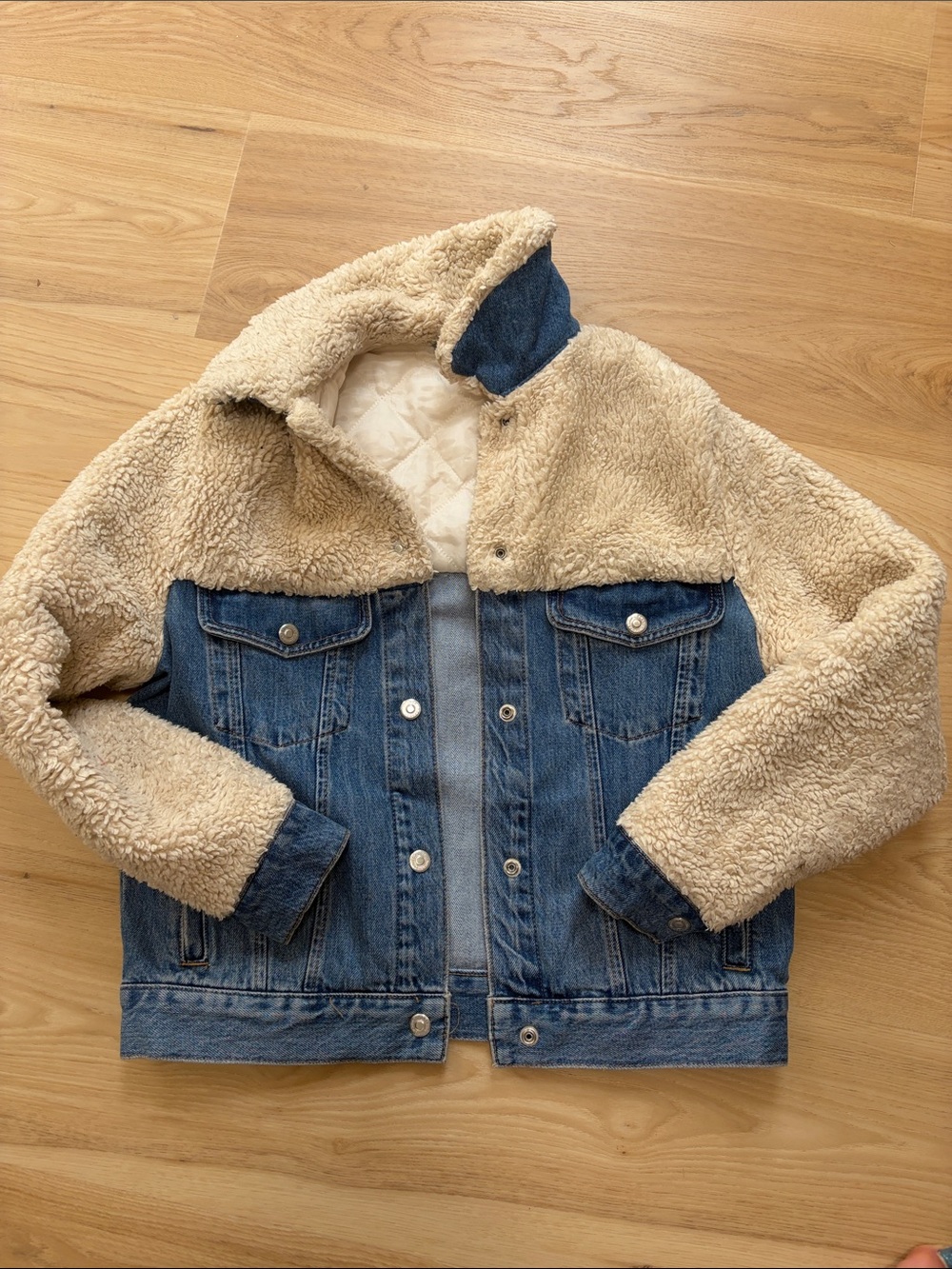 Topshop Cream Sherpa & Blue Denim Kids Jacket